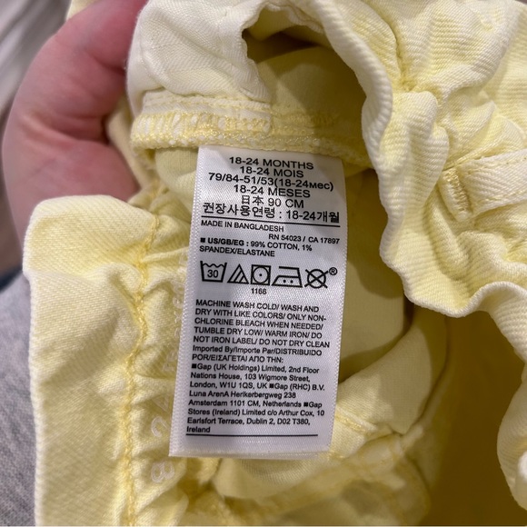 ☀️ 3/$15 Gap Baby Ruffle Paper-bag Waist Jeans Yellow Glow - Picture 3 of 4